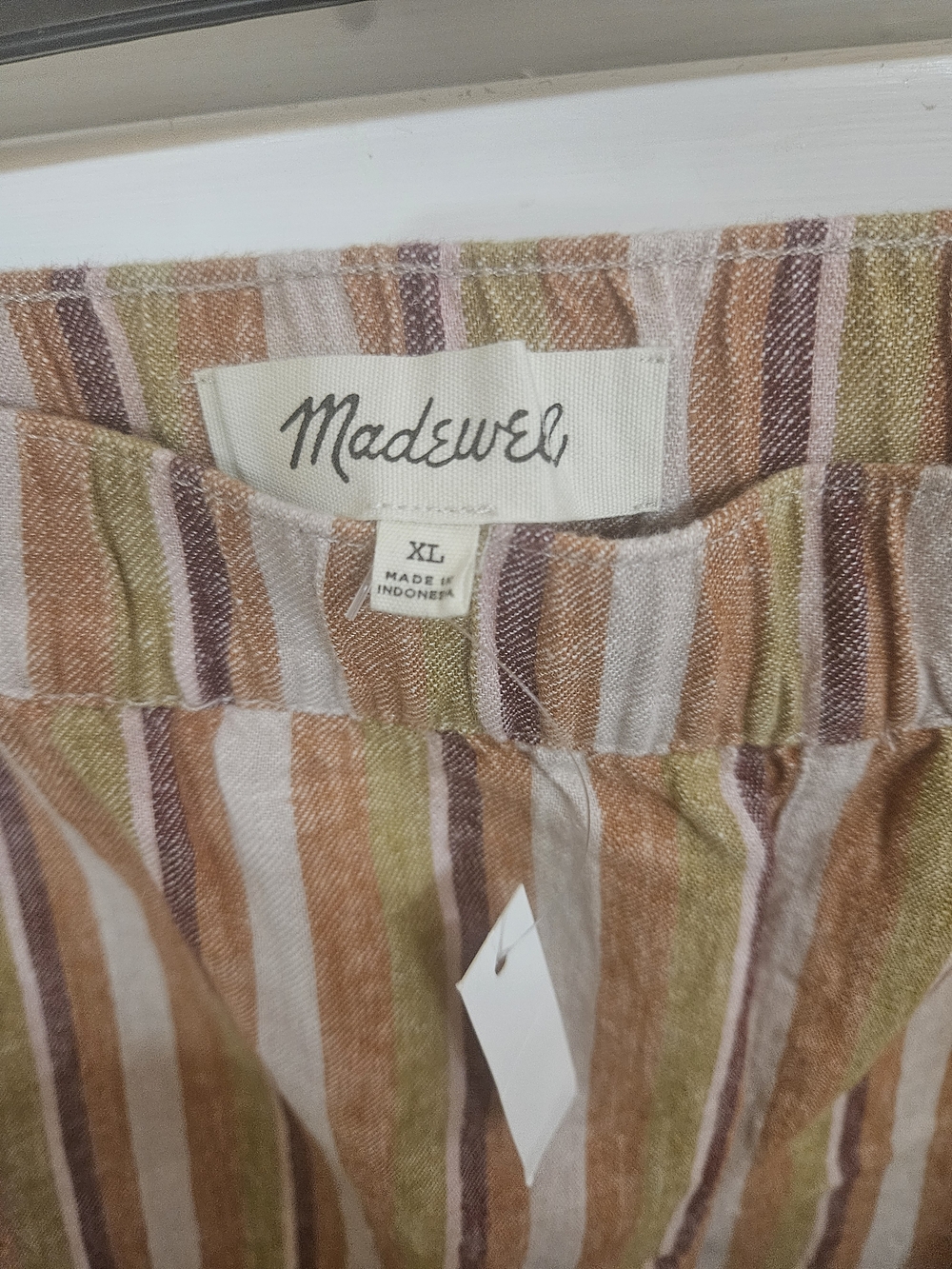 Madewell Vertical Striped  Shorts in Rust, Olive & Cream